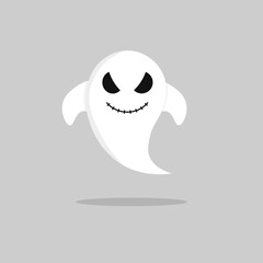 Ghost icon, Halloween symbol, flat graphic design template, vector illustration
