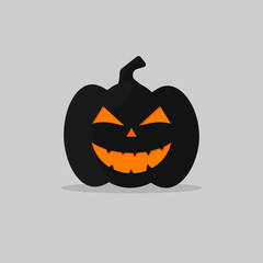 Pumpkin lantern icons, Halloween symbols, flat design template, spooky smile, vector illustration