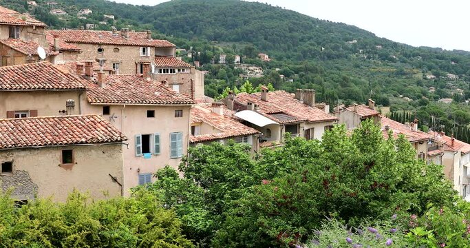 Panorama Of The Typical Provencal Houses Of The Old Village Of Seillans In The South Of France, Europe - DCi 4K Video
