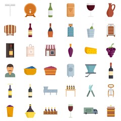 Winemaker icons set flat vector isolated