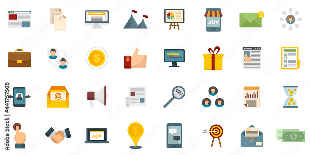 Wall mural affiliate marketing icons set flat vector isolated