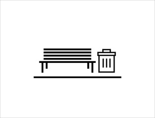 Trash and chair icon. Vector illustration of trash can and chairs.