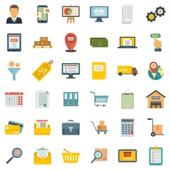 Purchasing Manager icons set flat vector isolated
