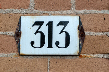Close Up House Number 313 At Amsterdam The Netherlands 24-6-2021