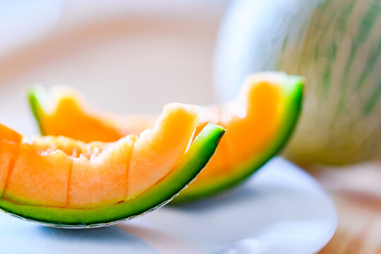 Eating healthy fruits red melon