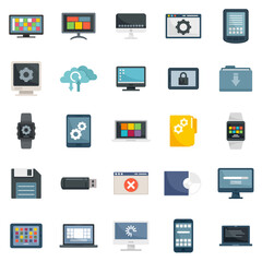 Operating system icons set flat vector isolated