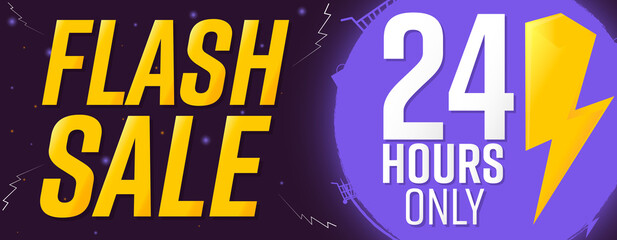 Flash Sale, 24 hours only, poster design template, final offer banner, don’t miss out, end of season, limited time only, vector illustration