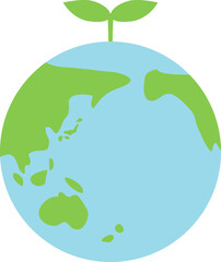 地球儀＋若葉　エコ