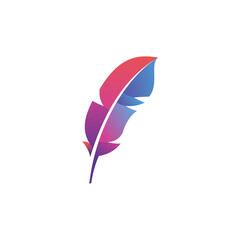 Simple Colorful Feather Icon Illustration Design, Creative Feather Symbol Template Vector