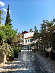 Fototapeta na wymiar Kaleici (Old Town) houses facade in Antalya, Turkey