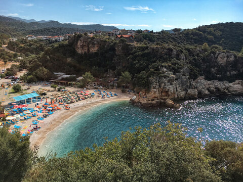 Big pebbles Buyuk cakil beach, Kas, Turkey