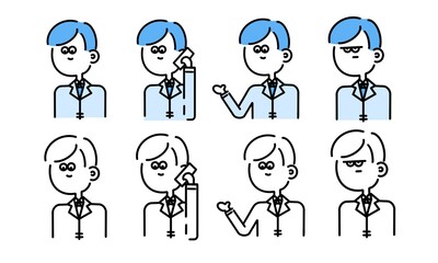 シンプルなビジネスマン男性各4種セット　simple businessman set