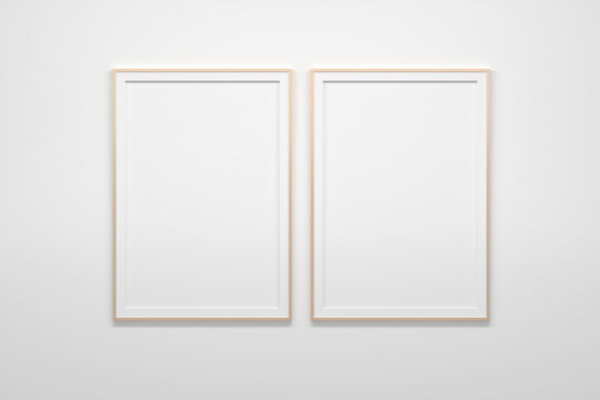 Mockup template with two large blank empty A4 frames on white background