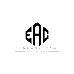 EAC letter logo design with polygon shape. EAC polygon logo monogram. EAC cube logo design. EAC hexagon vector logo template white and black colors. EAC monogram, EAC business and real estate logo. 