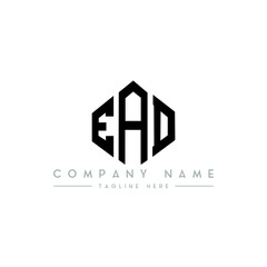 EAD letter logo design with polygon shape. EAD polygon logo monogram. EAD cube logo design. EAD hexagon vector logo template white and black colors. EAD monogram, EAD business and real estate logo. 