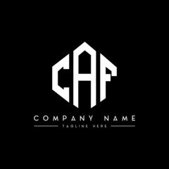 CAF letter logo design with polygon shape. CAF polygon logo monogram. CAF cube logo design. CAF hexagon vector logo template white and black colors. CAF monogram, CAF business and real estate logo. 