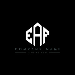 EAF letter logo design with polygon shape. EAF polygon logo monogram. EAF cube logo design. EAF hexagon vector logo template white and black colors. EAF monogram, EAF business and real estate logo. 