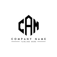 CAM letter logo design with polygon shape. CAM polygon logo monogram. CAM cube logo design. CAM hexagon vector logo template white and black colors. CAM monogram, CAM business and real estate logo. 