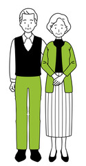 Full-body illustration of a senior couple.