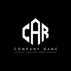 CAR letter logo design with polygon shape. CAR polygon logo monogram. CAR cube logo design. CAR hexagon vector logo template white and black colors. CAR monogram, CAR business and real estate logo. 