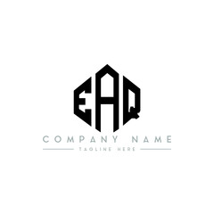 EAQ letter logo design with polygon shape. EAQ polygon logo monogram. EAQ cube logo design. EAQ hexagon vector logo template white and black colors. EAQ monogram, EAQ business and real estate logo. 