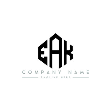 EAK letter logo design with polygon shape. EAK polygon logo monogram. EAK cube logo design. EAK hexagon vector logo template white and black colors. EAK monogram, EAK business and real estate logo. 