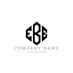 EBE letter logo design with polygon shape. EBE polygon logo monogram. EBE cube logo design. EBE hexagon vector logo template white and black colors. EBE monogram, EBE business and real estate logo. 