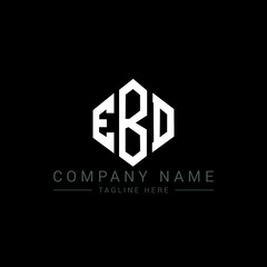 EBD letter logo design with polygon shape. EBD polygon logo monogram. EBD cube logo design. EBD hexagon vector logo template white and black colors. EBD monogram, EBD business and real estate logo. 