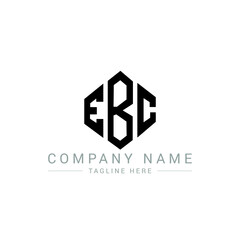 EBC letter logo design with polygon shape. EBC polygon logo monogram. EBC cube logo design. EBC hexagon vector logo template white and black colors. EBC monogram, EBC business and real estate logo. 