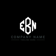 EBN letter logo design with polygon shape. EBN polygon logo monogram. EBN cube logo design. EBN hexagon vector logo template white and black colors. EBN monogram, EBN business and real estate logo. 