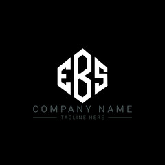 EBS letter logo design with polygon shape. EBS polygon logo monogram. EBS cube logo design. EBS hexagon vector logo template white and black colors. EBS monogram, EBS business and real estate logo. 