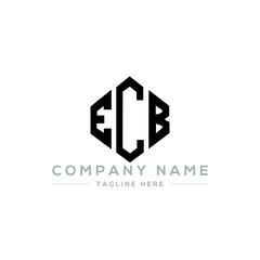 ECB letter logo design with polygon shape. ECB polygon logo monogram. ECB cube logo design. ECB hexagon vector logo template white and black colors. ECB monogram, ECB business and real estate logo. 