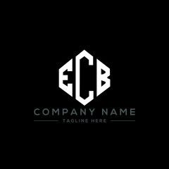 Fototapeta premium ECB letter logo design with polygon shape. ECB polygon logo monogram. ECB cube logo design. ECB hexagon vector logo template white and black colors. ECB monogram, ECB business and real estate logo. 