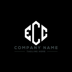 ECC letter logo design with polygon shape. ECC polygon logo monogram. ECC cube logo design. ECC hexagon vector logo template white and black colors. ECC monogram, ECC business and real estate logo. 