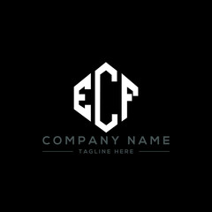 ECF letter logo design with polygon shape. ECF polygon logo monogram. ECF cube logo design. ECF hexagon vector logo template white and black colors. ECF monogram, ECF business and real estate logo. 