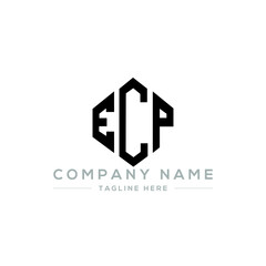 ECP letter logo design with polygon shape. ECP polygon logo monogram. ECP cube logo design. ECP hexagon vector logo template white and black colors. ECP monogram, ECP business and real estate logo. 