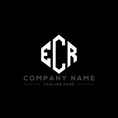 ECR letter logo design with polygon shape. ECR polygon logo monogram. ECR cube logo design. ECR hexagon vector logo template white and black colors. ECR monogram, ECR business and real estate logo. 