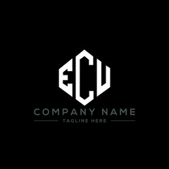 ECU letter logo design with polygon shape. ECU polygon logo monogram. ECU cube logo design. ECU hexagon vector logo template white and black colors. ECU monogram, ECU business and real estate logo. 