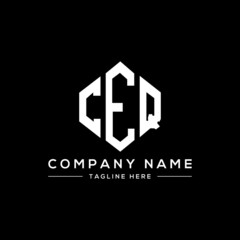 CEQ letter logo design with polygon shape. CEQ polygon logo monogram. CEQ cube logo design. CEQ hexagon vector logo template white and black colors. CEQ monogram, CEQ business and real estate logo. 
