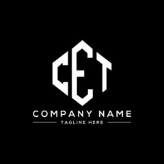CET letter logo design with polygon shape. CET polygon logo monogram. CET cube logo design. CET hexagon vector logo template white and black colors. CET monogram, CET business and real estate logo. 