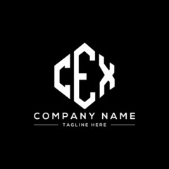 CEX letter logo design with polygon shape. CEX polygon logo monogram. CEX cube logo design. CEX hexagon vector logo template white and black colors. CEX monogram, CEX business and real estate logo. 