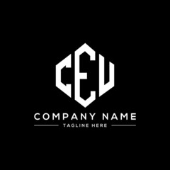 CEU letter logo design with polygon shape. CEU polygon logo monogram. CEU cube logo design. CEU hexagon vector logo template white and black colors. CEU monogram, CEU business and real estate logo. 