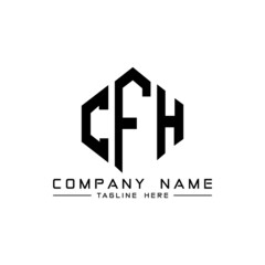 Obraz premium CFH letter logo design with polygon shape. CFH polygon logo monogram. CFH cube logo design. CFH hexagon vector logo template white and black colors. CFH monogram, CFH business and real estate logo. 
