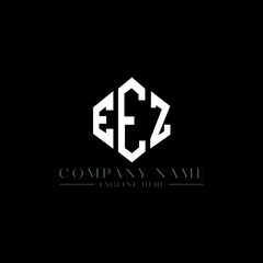 EEZ letter logo design with polygon shape. EEZ polygon logo monogram. EEZ cube logo design. EEZ hexagon vector logo template white and black colors. EEZ monogram, EEZ business and real estate logo. 