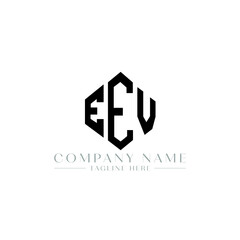 EEV letter logo design with polygon shape. EEV polygon logo monogram. EEV cube logo design. EEV hexagon vector logo template white and black colors. EEV monogram, EEV business and real estate logo. 