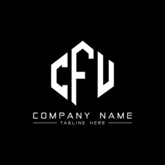 CFU letter logo design with polygon shape. CFU polygon logo monogram. CFU cube logo design. CFU hexagon vector logo template white and black colors. CFU monogram, CFU business and real estate logo. 