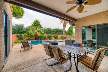 patio with tables