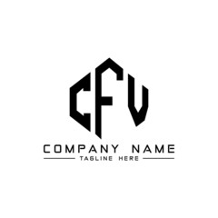 CFV letter logo design with polygon shape. CFV polygon logo monogram. CFV cube logo design. CFV hexagon vector logo template white and black colors. CFV monogram, CFV business and real estate logo. 