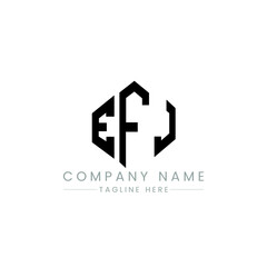EFJ letter logo design with polygon shape. EFJ polygon logo monogram. EFJ cube logo design. EFJ hexagon vector logo template white and black colors. EFJ monogram, EFJ business and real estate logo. 