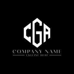 CGA letter logo design with polygon shape. CGA polygon logo monogram. CGA cube logo design. CGA hexagon vector logo template white and black colors. CGA monogram, CGA business and real estate logo. 